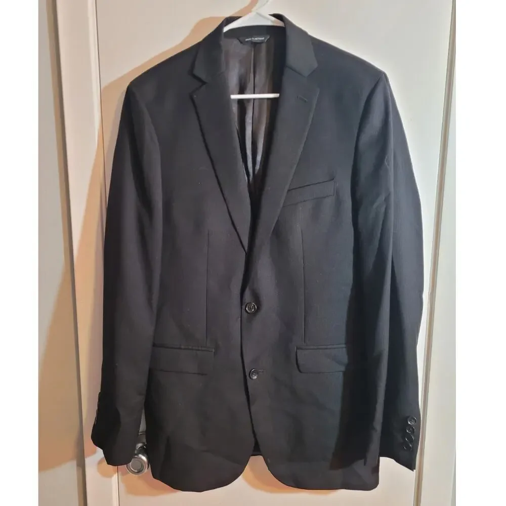 Marc Anthony Black Wool Suit Jacket 40L Long Extra Slim Fit Wedding Interview